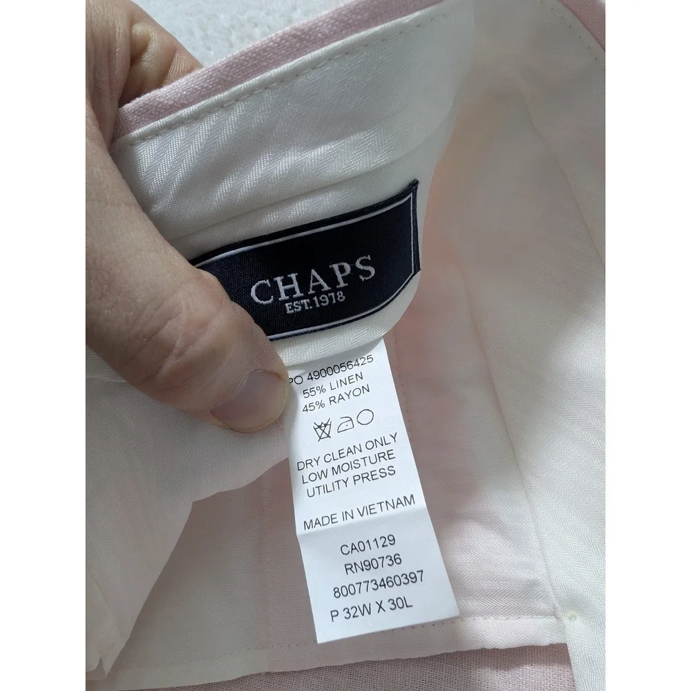 NEW! Chaps‎ Mens Pink Linen Rayon Dress Pants 32Wx30L Flat Front PAVIPIBX0001